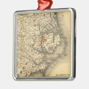Adorno Metálico Mapa del vintage de la costa de Carolina del Norte