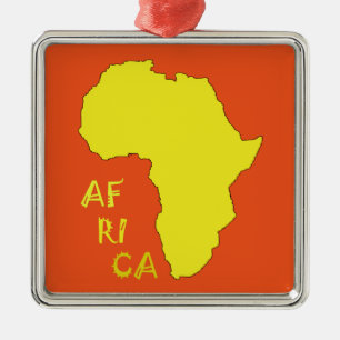 Adorno Metálico Mapa divertido de África amarillo