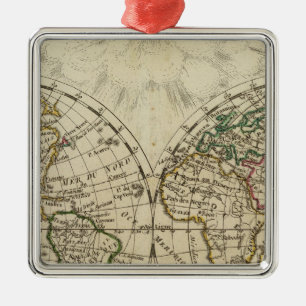 Adorno Metálico Mapa doble del hemisferio