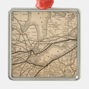 Adorno Metálico Mapa Ferrocarril Central y del Río Hudson