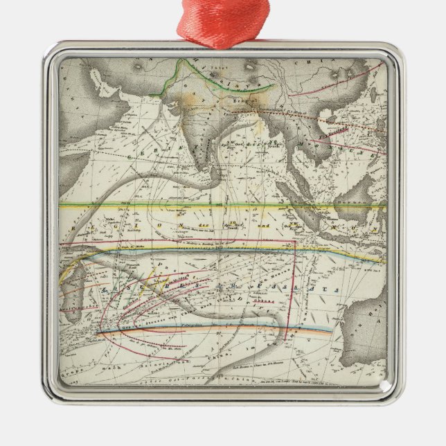 Adorno Metálico Mapa físico de los mares indios (Frente)