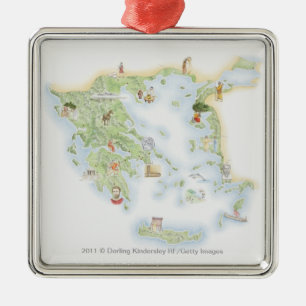Adorno Metálico Mapa ilustrado de Grecia antigua