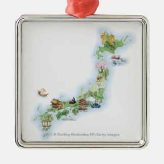 Adorno Metálico Mapa ilustrado de Japón antiguo
