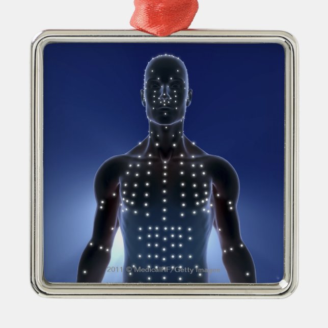 Adorno Metálico Mapa ligero de los puntos de la acupuntura (Frente)