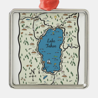 Adorno Metálico Mapa lleno del área del lago Tahoe