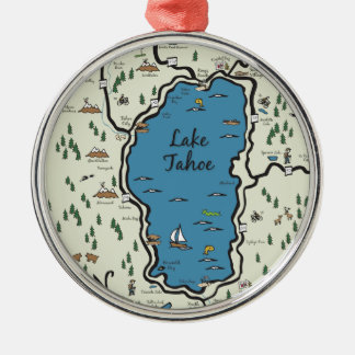Adorno Metálico Mapa lleno del área del lago Tahoe