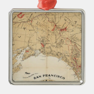 Adorno Metálico Mapa mostrando rutas de San Francisco a Alaska