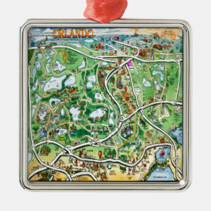 Adorno Metálico Mapa Personalizado de Orlando Florida