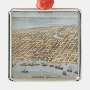 Adorno Metálico Mapa pintado de Galveston (1871)