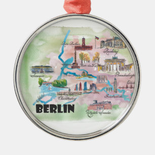 Adorno Metálico Mapa retro del vintage de Berlín Alemania