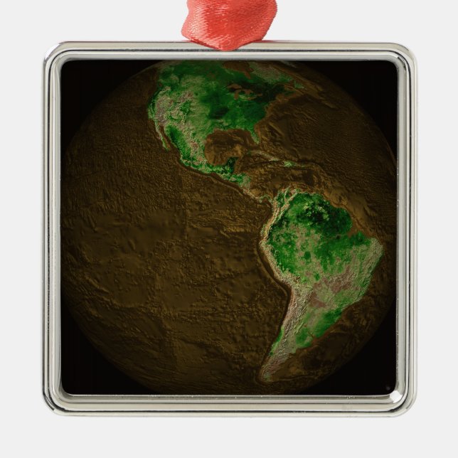 Adorno Metálico Mapa topográfico de la Tierra (Frente)