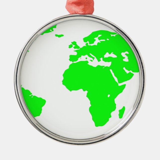 Adorno Metálico Mapa Verde del Mundo Blanco (Frente)