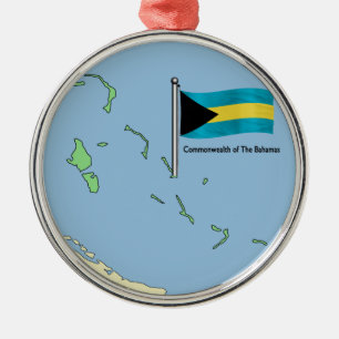 Adorno Metálico Mapa y bandera de las Bahamas