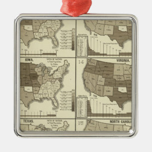 Adorno Metálico Mapas litografiados Estados Unidos estadísticos