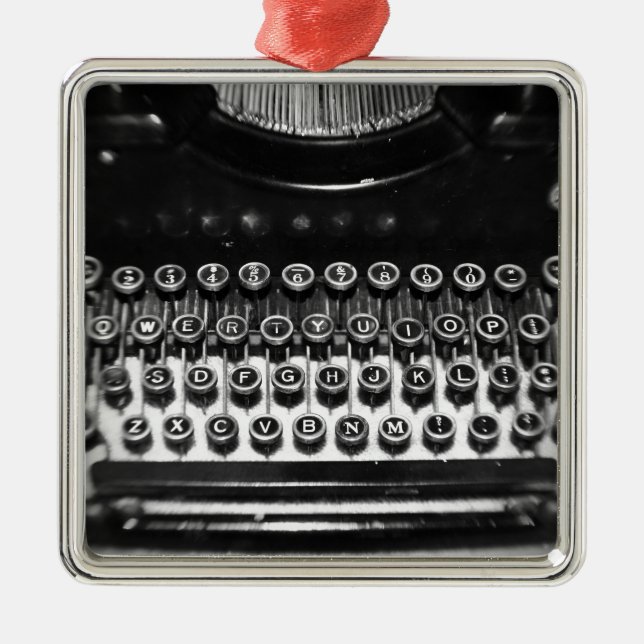 Adorno Metálico Máquina de escribir blanco y negro (Frente)