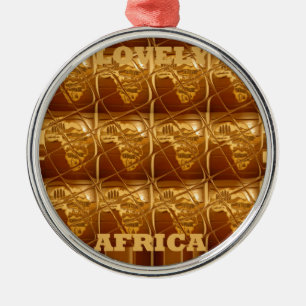 Adorno Metálico Maravilloso mapa africano imprime diseño dorado