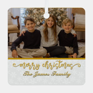 Adorno Metálico Marco de Foto Personalizado Feliz Navidad y Año Nu