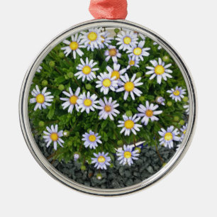 Adorno Metálico Margarita blanca amarilla florece con guijarros gr