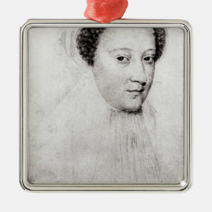 Adorno Metálico Maria, reina de escocés en el luto blanco, 1560