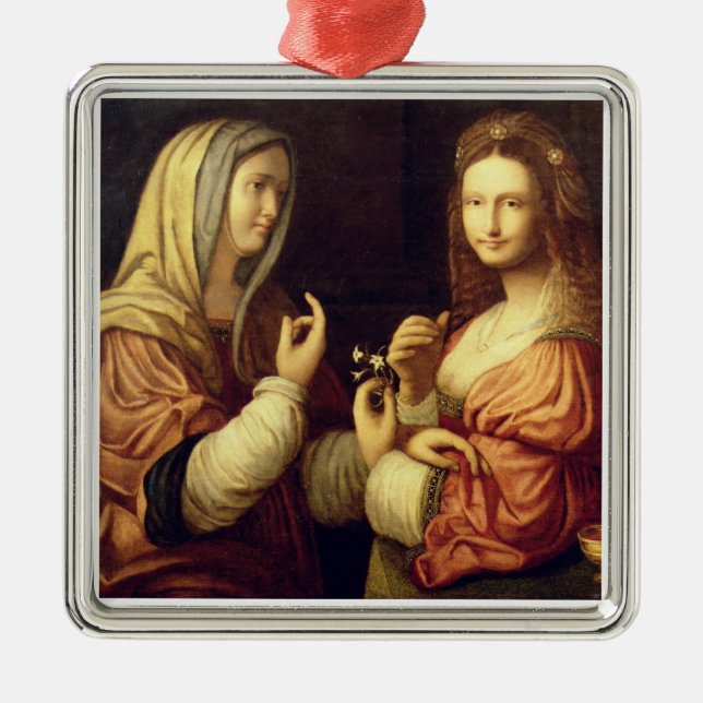 Adorno Metálico Maria y Martha (aceite en el panel) (Frente)