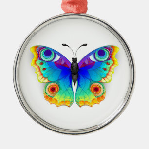 Adorno Metálico Mariposa Pavo Real Ojo de Arcoíris