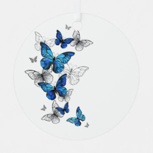 Adorno Metálico Mariposas Azules Voladoras Morpho