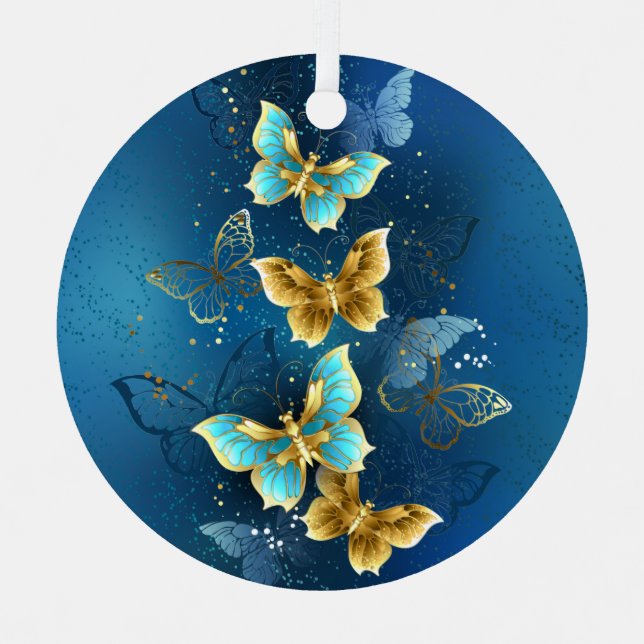 Adorno Metálico Mariposas doradas (Anverso)