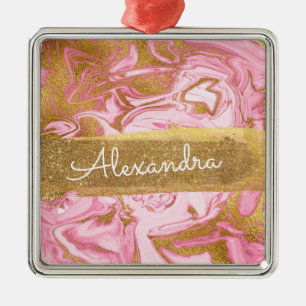 Adorno Metálico Mármol rosado y blanco con la chispa y el