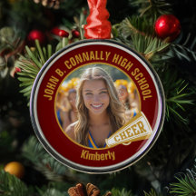 Maroon Gold Cheerleader Photo Christmas