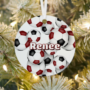 Adorno Metálico maroon negro balones de fútbol agudo