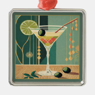 Adorno Metálico Martini de hora del cóctel diseño de mediados de s