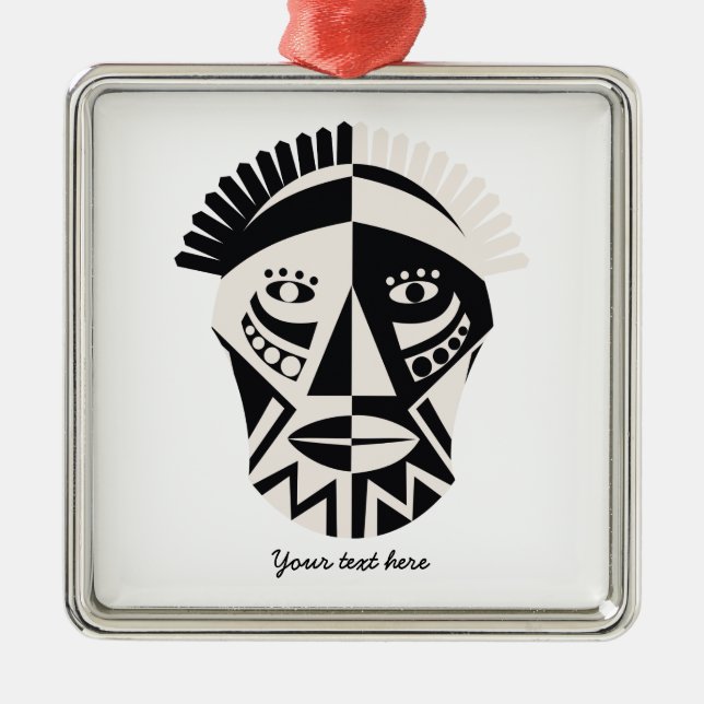 Adorno Metálico Máscara africana de arte folclórico primitivo (Frente)