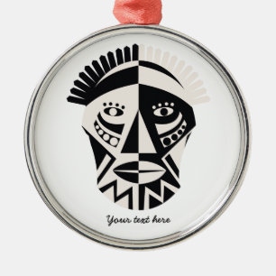 Adorno Metálico Máscara africana de arte folclórico primitivo