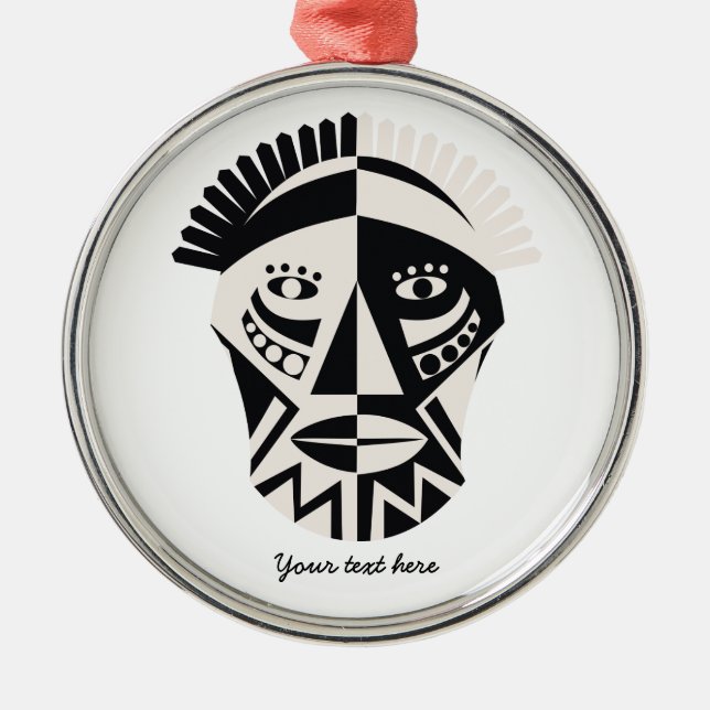 Adorno Metálico Máscara africana de arte folclórico primitivo (Frente)