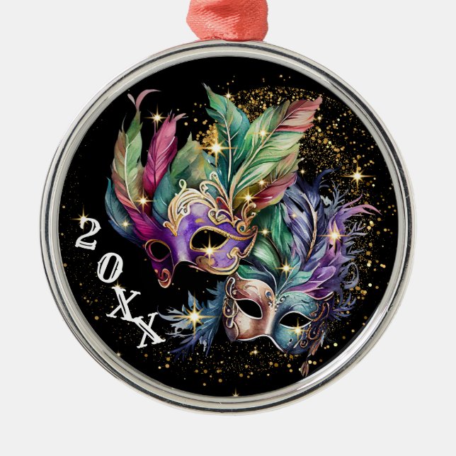 Adorno Metálico Máscara de mascarada de Mardi Gras (Frente)