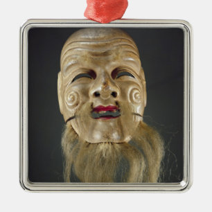 Adorno Metálico Máscara del viejo hombre, teatro de Noh