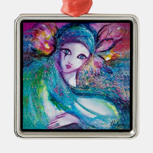 ADORNO METÁLICO MÁSCARA EN AZUL (Frente)