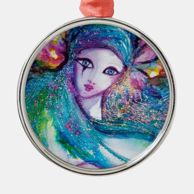 ADORNO METÁLICO MÁSCARA EN AZUL (Frente)