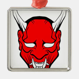 Adorno Metálico Máscara Roja Japonesa Hannya