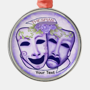 Adorno Metálico Máscaras de Actor Moradas