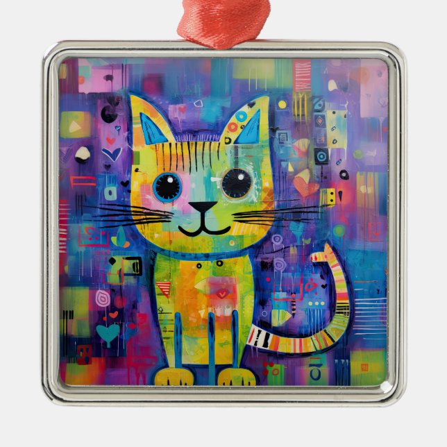 Adorno Metálico Mascota de animales mixto de gato kitty gracioso (Frente)