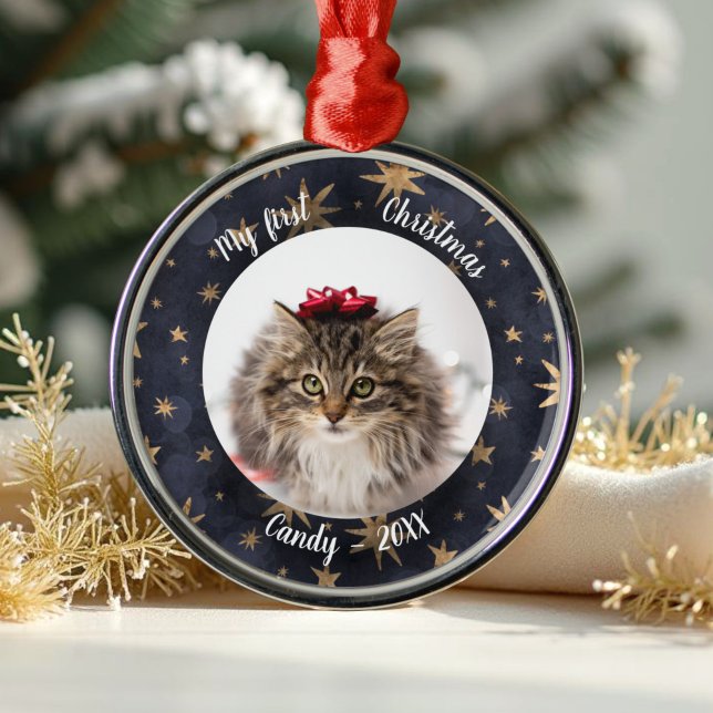 Adorno Metálico Mascota de gato primera foto de Navidad Estrellas  (Subido por el creador)