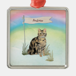 Adorno Metálico Mascota de gatos de la tabla Nombre personalizado