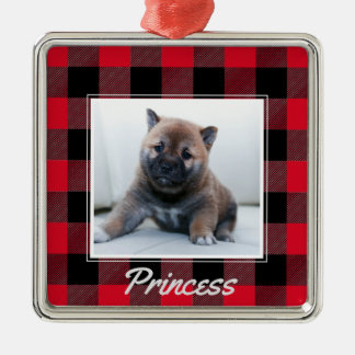 Adorno Metálico Mascota de perro personalizado de búfalo rojo cura