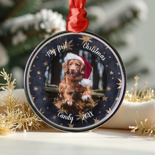 Adorno Metálico Mascota de perro primera foto de Navidad Estrellas (Subido por el creador)