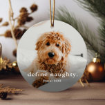 Adorno Metálico Mascota gracioso 2 Navidades de fotografía<br><div class="desc">Un curioso Mascota Foto Ornamento de Navidad con tipo simple define un saludo travieso en el frente. La parte de atrás tiene una segunda foto. Haga clic en el botón de edición para personalizar de este diseño.</div>