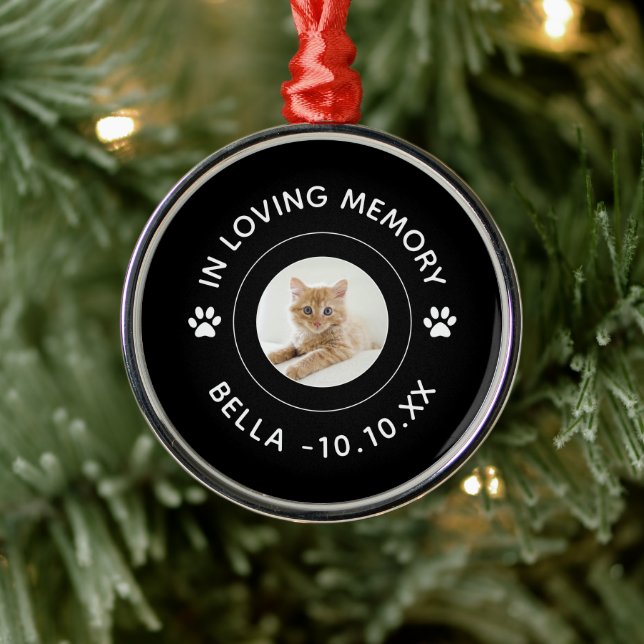 Adorno Metálico Mascota Pérdida De Papel De Gato Imprime Memorial  (Árbol)