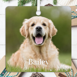 Adorno Metálico Mascota personalizado Foto Perro Lover Keepsake Sq