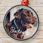 Adorno Metálico Mascota Simple y Moderno Nombre y foto de la tipog<br><div class="desc">Este diseño sencillo y moderno se compone de una tipografía de escritura moderna y sencilla. Añadir foto de mascota personalizado.</div>