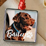 Adorno Metálico Mascota Simple y Moderno Nombre y foto de la tipog<br><div class="desc">Este diseño sencillo y moderno se compone de una tipografía de escritura moderna y sencilla. Añadir foto de mascota personalizado.</div>